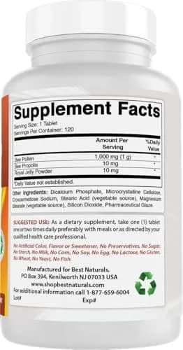 Best Naturals Bee Pollen Complex 1000 mg | Unflavored Dietary Supplement for Adults thumbnail 6