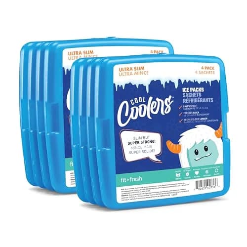 Fit & Fresh Cool Coolers Kids Ice Packs 8 Pack Blue | Slim, Reusable & Long-Lasting Ice Packs for Lunch & Camping thumbnail 1