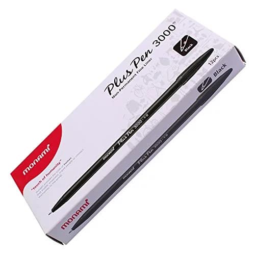 MONAMI Marking Pen Felt Tip Water Based Ink Complete Red,Blue,Black | 12 Pens, 0.3mm Fine Point, Korea thumbnail 6