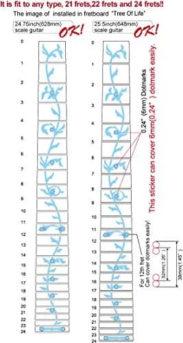 Inlaystickers Tree Of Life Fret Markers White Pearl | Guitar Fretboard Inlay Stickers thumbnail 4