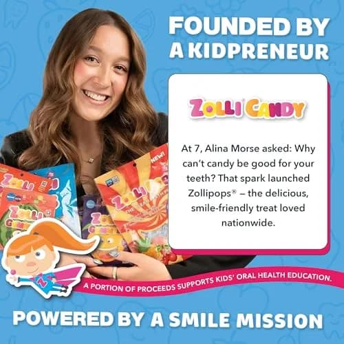 Zollipops Natural Fruit Variety Sugar-Free Lollipops 156g (5.5oz) | Dentist-Approved Clean Teeth Candy thumbnail 6