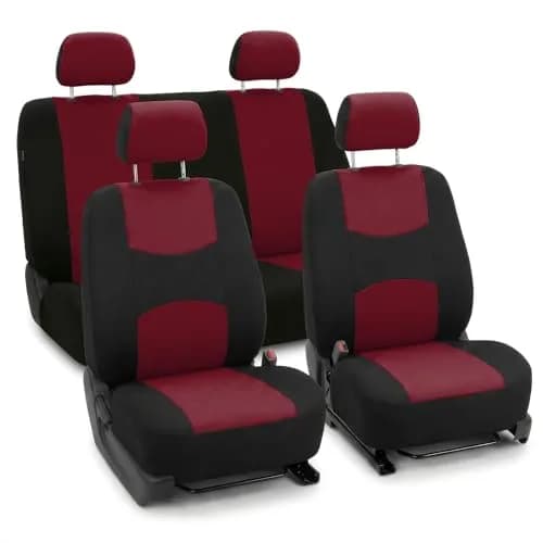 FH Group Cloth Car Seat Covers Set, Universal Fit Burgundy | Waterproof & Washable thumbnail 1
