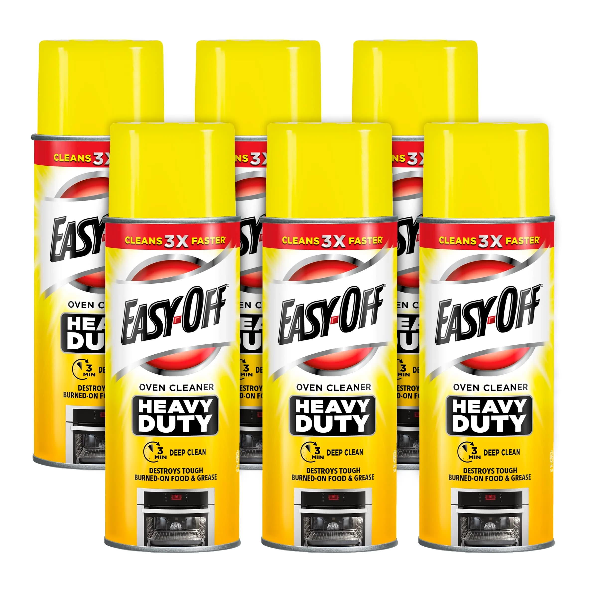 Easy-Off Heavy Duty Oven Cleaner Spray 14.5 oz (6-Pack, Lemon) | Tough Grease & Baked-On Food Removal