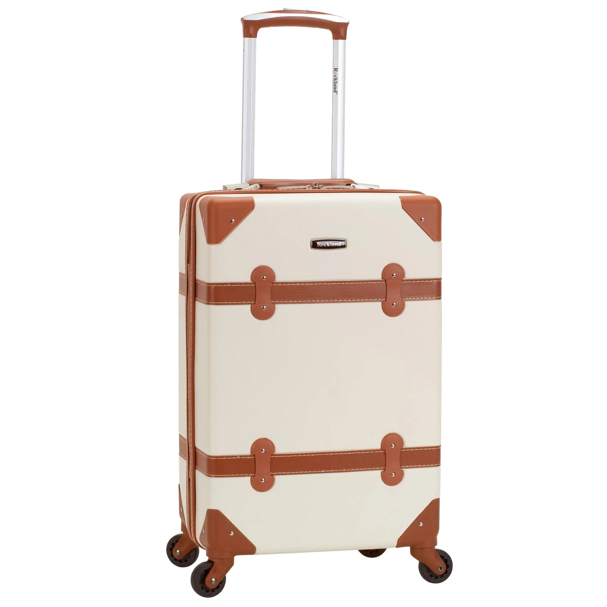 Rockland Stage Coach 20" Carry-on White | Vintage Style with Spinner Wheels - main product image