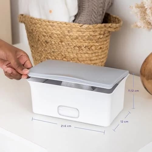 Ubbi Baby Wipes Dispenser with Weighted Plate, Gray | Easy One-Handed Wipe Access thumbnail 3