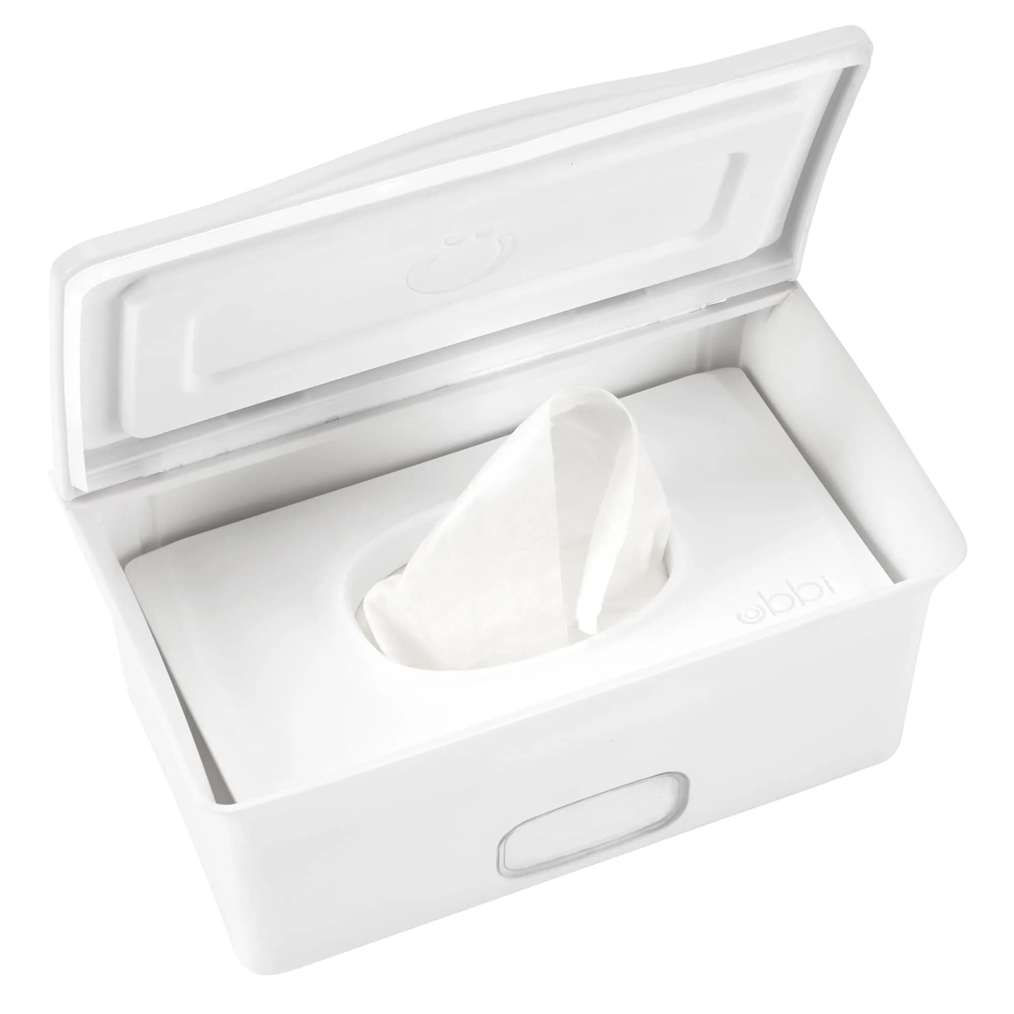 Ubbi Baby Wipes Dispenser with Weighted Plate, Gray 2 Pack | Keeps Wipes Fresh & Moist for Easy Diaper Changes — White Wipes Dispenser