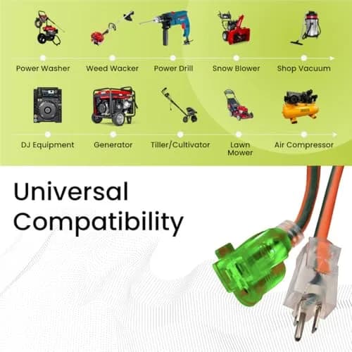 GoGreen Power GG-14025 7.62 m (25 ft) Contractor Grade SJTW Outdoor Extension Cord with Lighted End | Heavy Duty 15 Amp, 125 Volt thumbnail 4