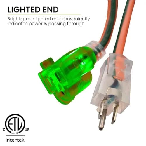 GoGreen Power GG-14025 7.62 m (25 ft) Contractor Grade SJTW Outdoor Extension Cord with Lighted End | Heavy Duty 15 Amp, 125 Volt thumbnail 3