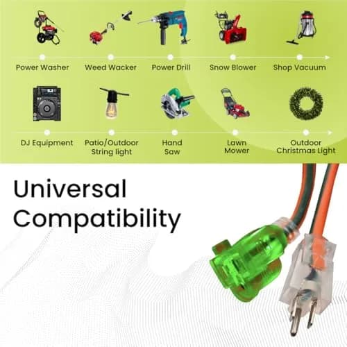 GoGreen Power GG-13725 25 ft (7.62 m) Outdoor Extension Cord with Lighted End | Heavy Duty Contractor Grade 16/3 SJTW thumbnail 4