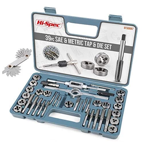 Hi-Spec 39 Piece SAE & Metric Tap & Die Set with Screw Pitch Gauge | Cut, Chase & Thread Metals thumbnail 1