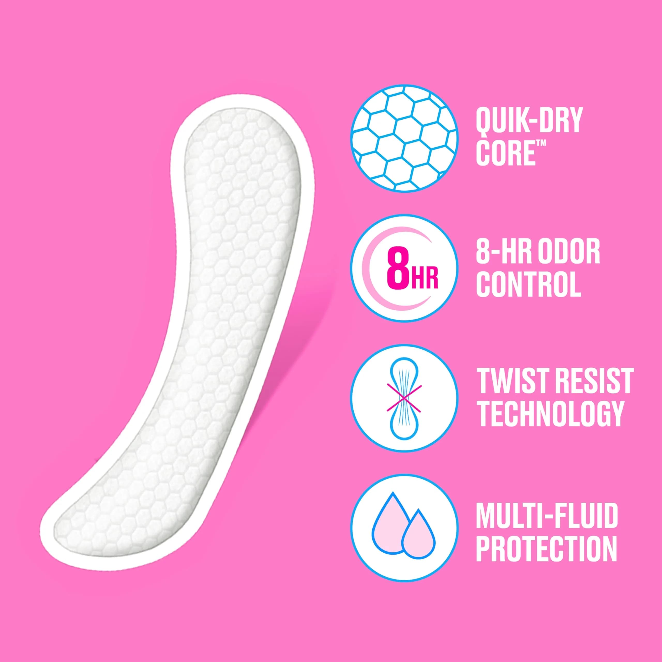 Carefree Extra Long Panty Liners Wrapped Unscented, 93 Count | Daily Feminine Protection for Light Periods and Leaks thumbnail 3