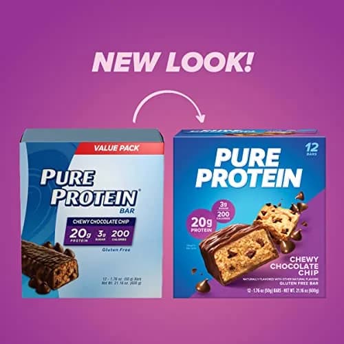 Pure Protein Chewy Chocolate Chip Protein Bars 12 Ct | 20g Protein Snack for Fitness Goals thumbnail 2