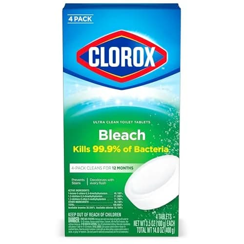 Clorox Ultra Clean Toilet Tablets Bleach 4 Count | Kills 99.9% of Bacteria & Prevents Stains thumbnail 1