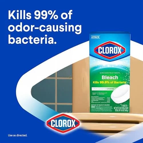 Clorox Ultra Clean Toilet Tablets Bleach 4 Count | Kills 99.9% of Bacteria & Prevents Stains thumbnail 2