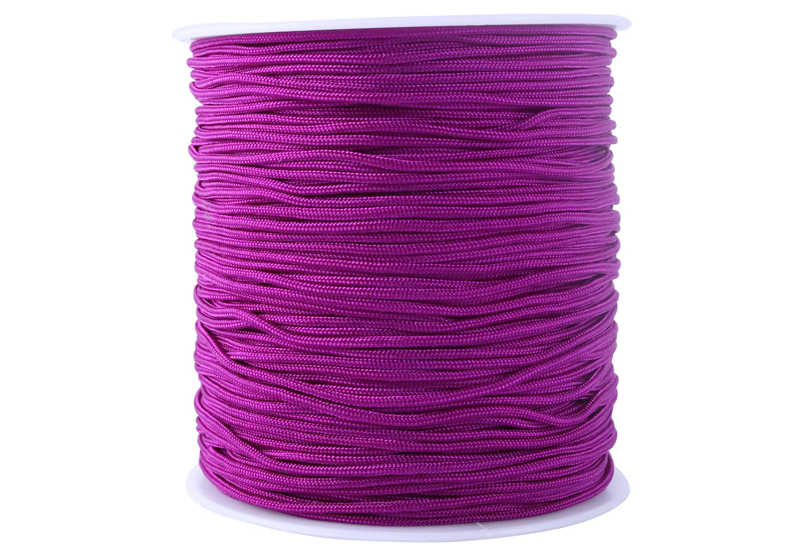 KONMAY Braided Nylon Beading Cord 1.5mm (137m) | Strong, Non-Stretch, Neon Yellow — Plum 138 / 1.5mm