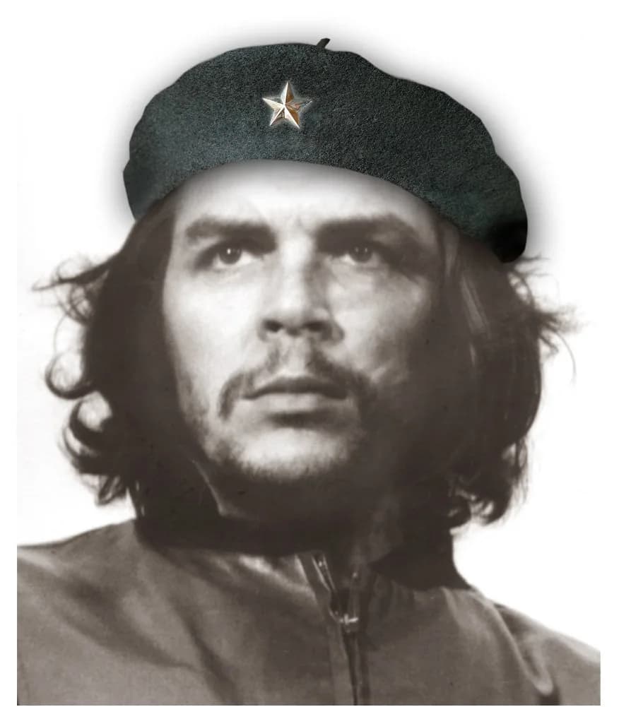 Che Guevara Store Black Original Beret with Silver Star Medium | Handmade Wool Hat for Women — Medium
