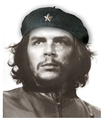 Che Guevara Store Black Original Beret with Silver Star Medium | Handmade Wool Hat for Women thumbnail 1