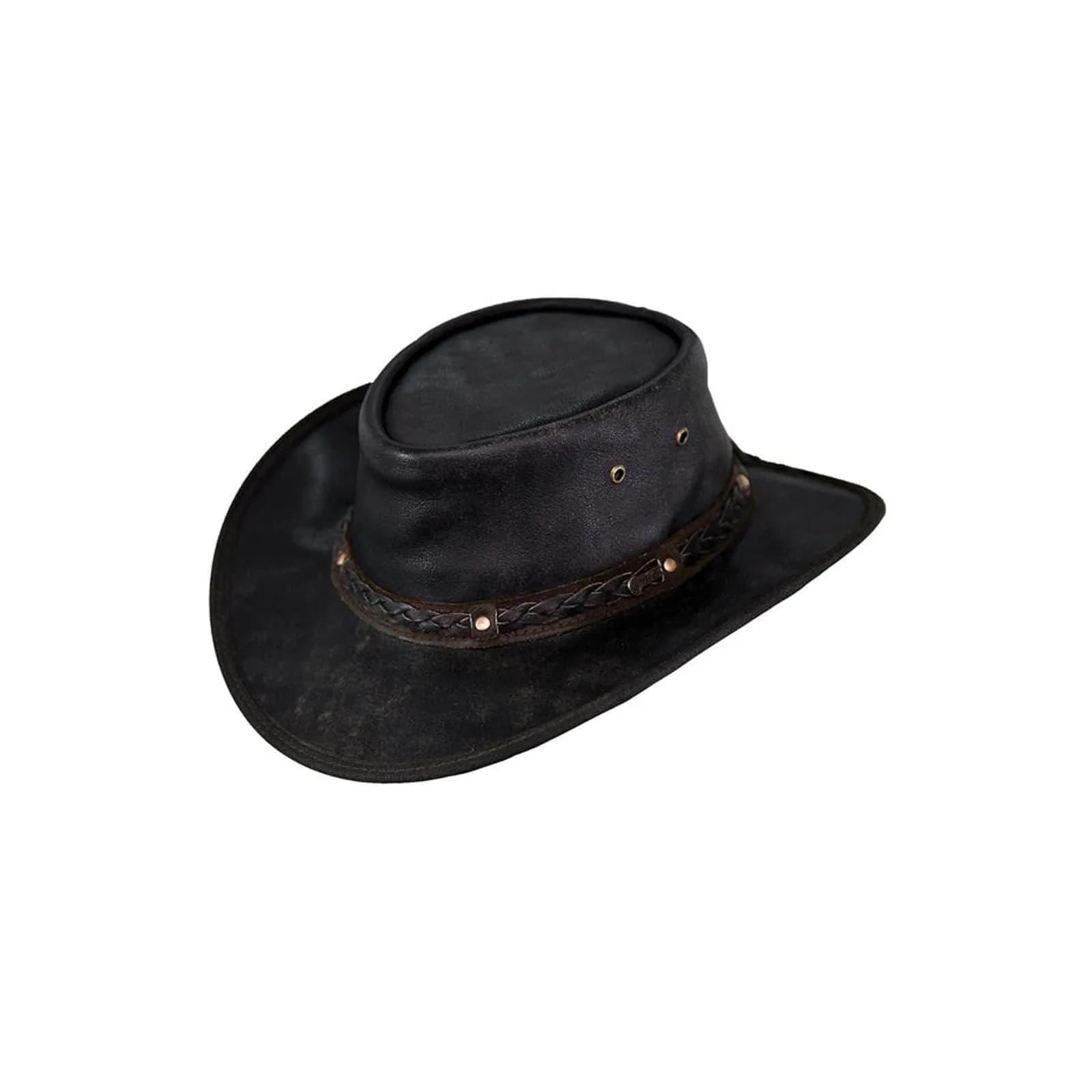Outback Trading Men's Iron Bark Leather Cowboy Hat Small Chocolate | UPF 50+ Sun Protection — Chocolate / Large
