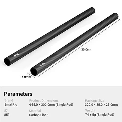 SmallRig 15mm Carbon Fiber Rods 30cm (12") Pack of 2 | Lightweight & Rigid Camera Support thumbnail 8