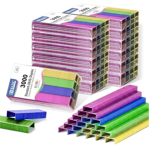 BAZIC PRODUCTS Standard Staples 26/6 Metallic Colors 3000 Ct (72-Pack) | Authentic Hardware Staple for Daily Use thumbnail 1