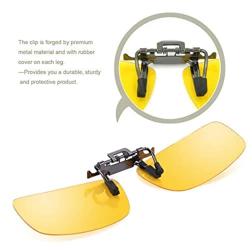 Besgoods Yellow Night Vision Polarized Clip-on Flip-up Sunglasses Glasses 60mm (2.36in) | Enhances Clarity for Night Driving thumbnail 2