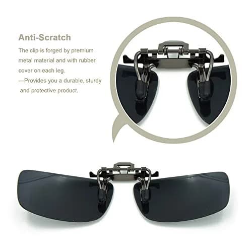 Besgoods Polarized Clip-On Sunglasses for Prescription Glasses, Black | Flip-Up UV400 Protection thumbnail 2