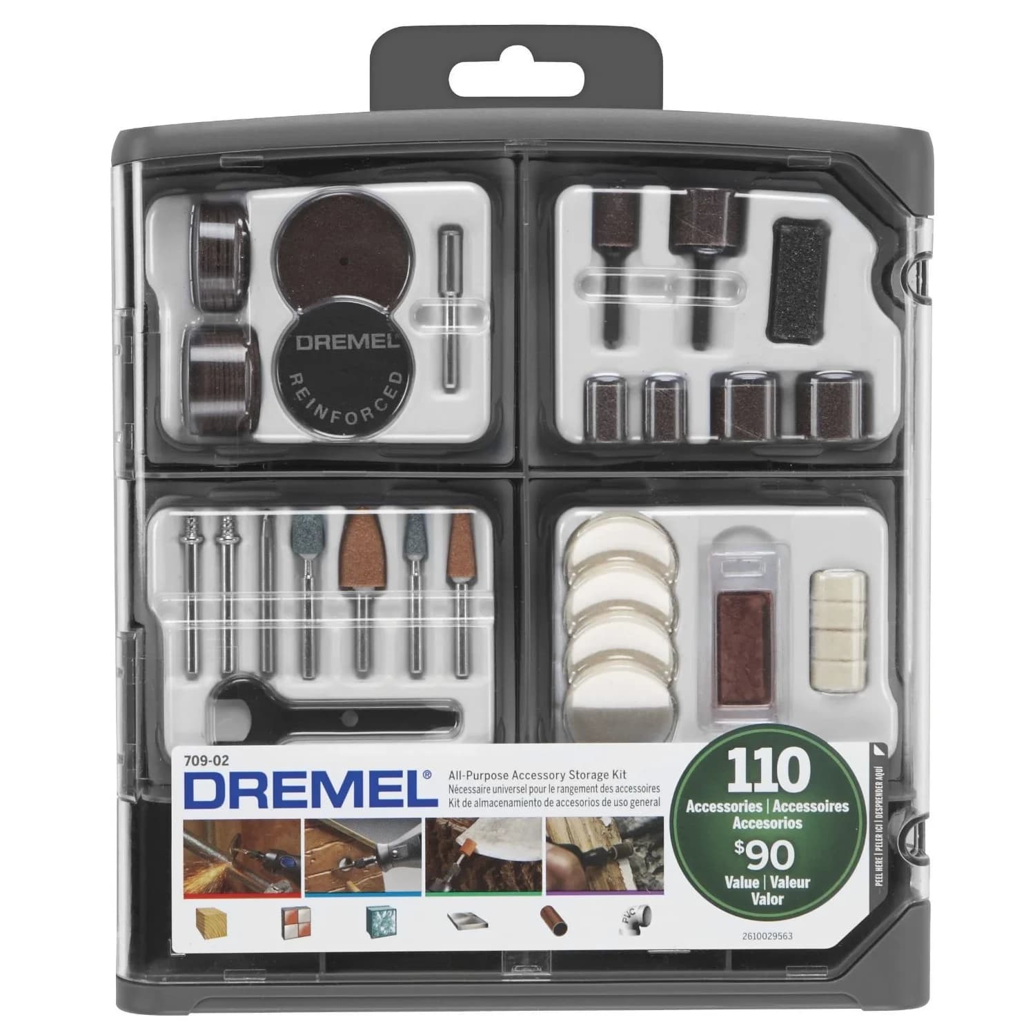 Dremel EZ725 70-Piece All-Purpose Rotary Tool Accessory Set With Storage Kit | Cutting, Polishing, Cleaning, Sanding — 110-Pieces