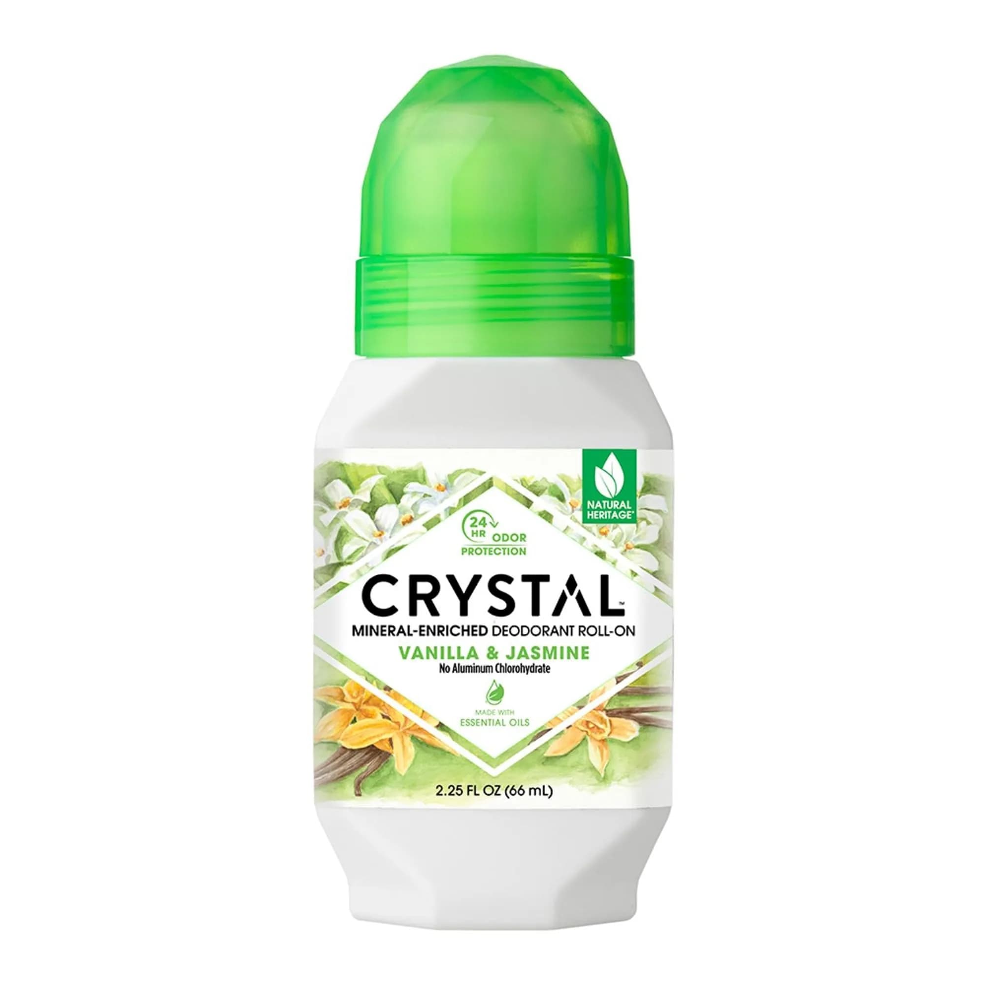 Crystal Essence Mineral Deodorant Roll-On Chamomile & Green Tea 6.75 Fl Oz (200ml) | 24-Hour Odor Protection — Vanilla Jasmine