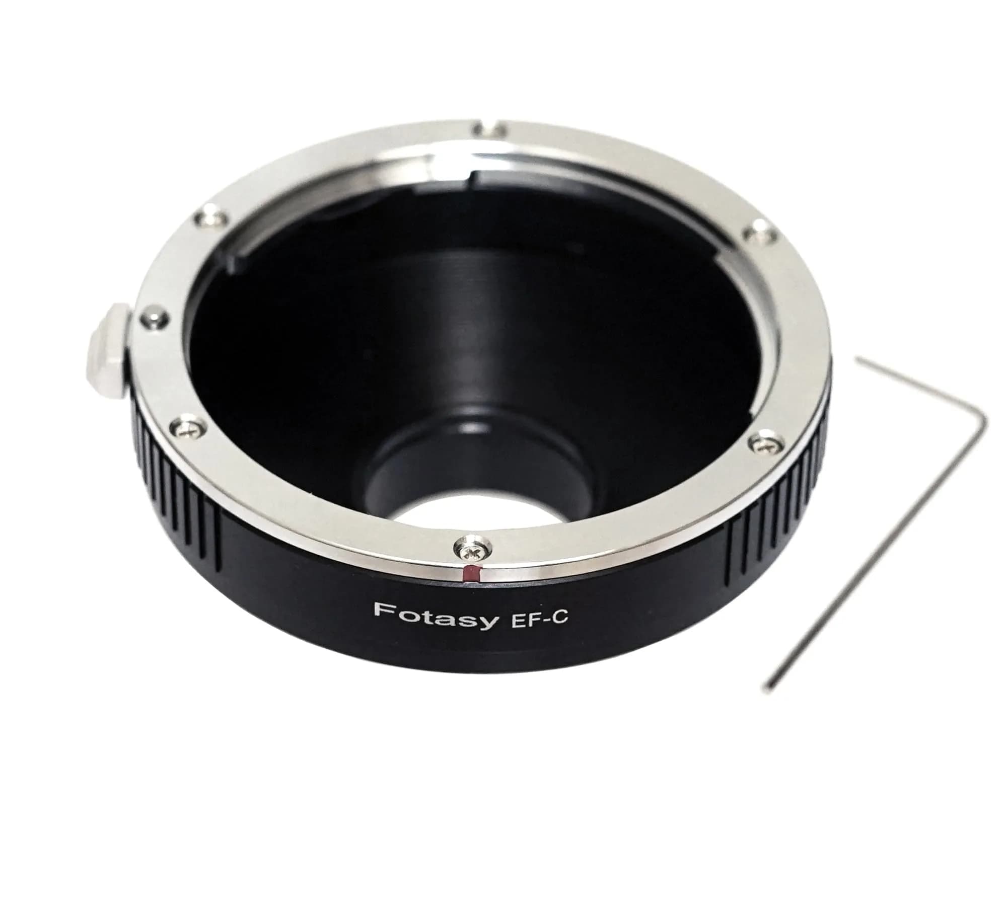 Fotasy Black C Mount & Nikon F Lens Adapter 16mm Prime | Manual Focus, Copper Mount — Canon EF to C Mount