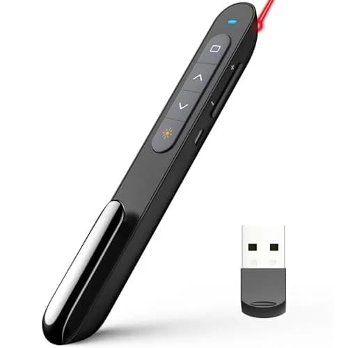 Norwii N76 Rechargeable Presentation Clicker with Laser Pointer & Customizable Buttons, 328ft Range | Plug & Play for PowerPoint, Keynote, Google Slides thumbnail 1