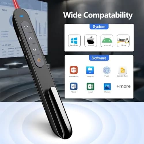 Norwii N76 Rechargeable Presentation Clicker with Laser Pointer & Customizable Buttons, 328ft Range | Plug & Play for PowerPoint, Keynote, Google Slides thumbnail 4