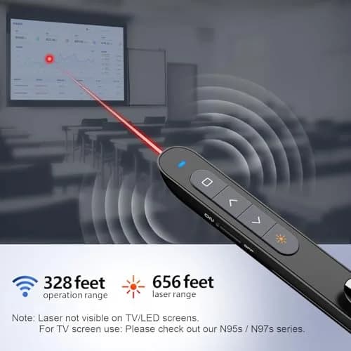 Norwii N76 Rechargeable Presentation Clicker with Laser Pointer & Customizable Buttons, 328ft Range | Plug & Play for PowerPoint, Keynote, Google Slides thumbnail 3