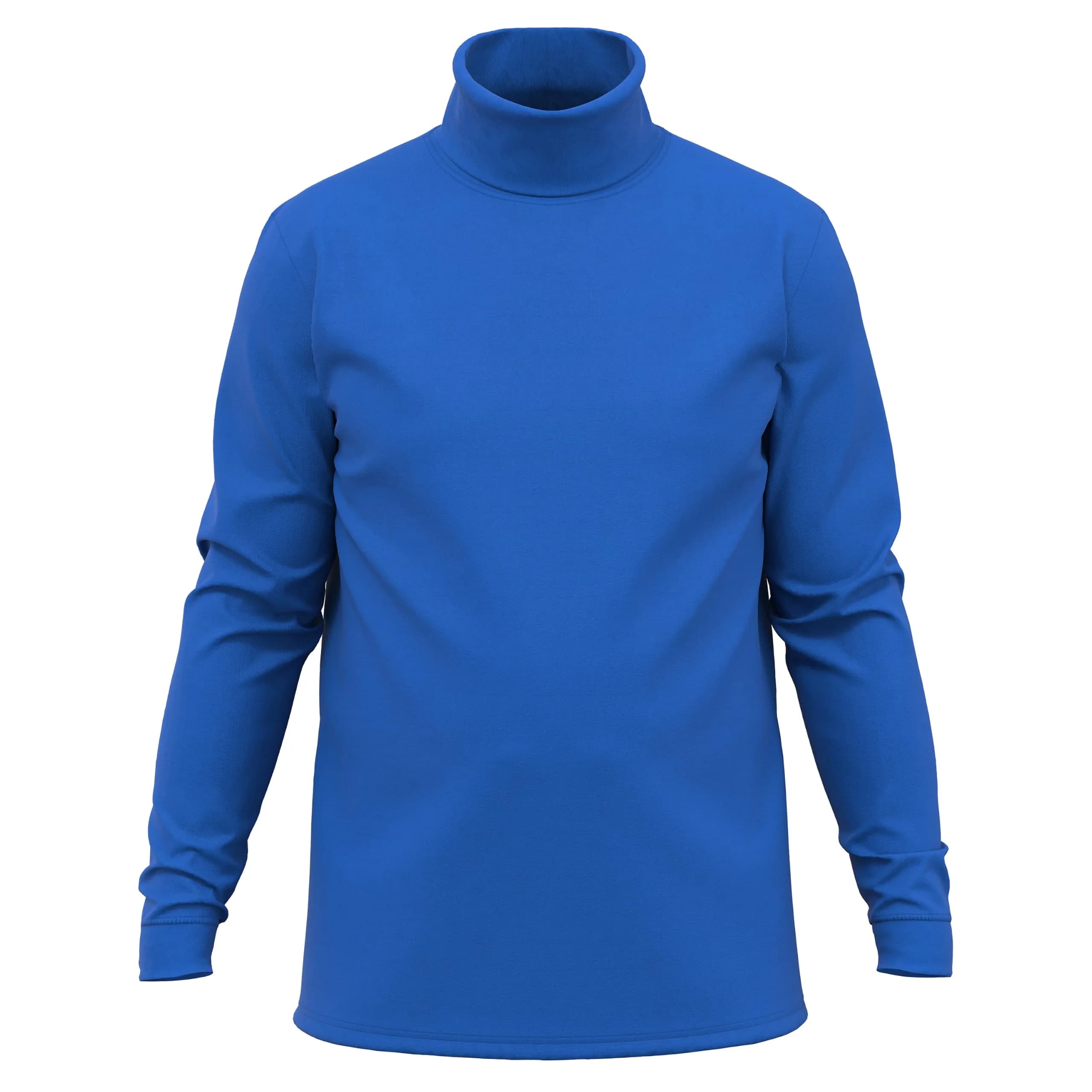 Maks Men's 100% Cotton Turtleneck Pullover Sweater Interlock Knit Warm Blue | Regular Fit, Soft & Breathable