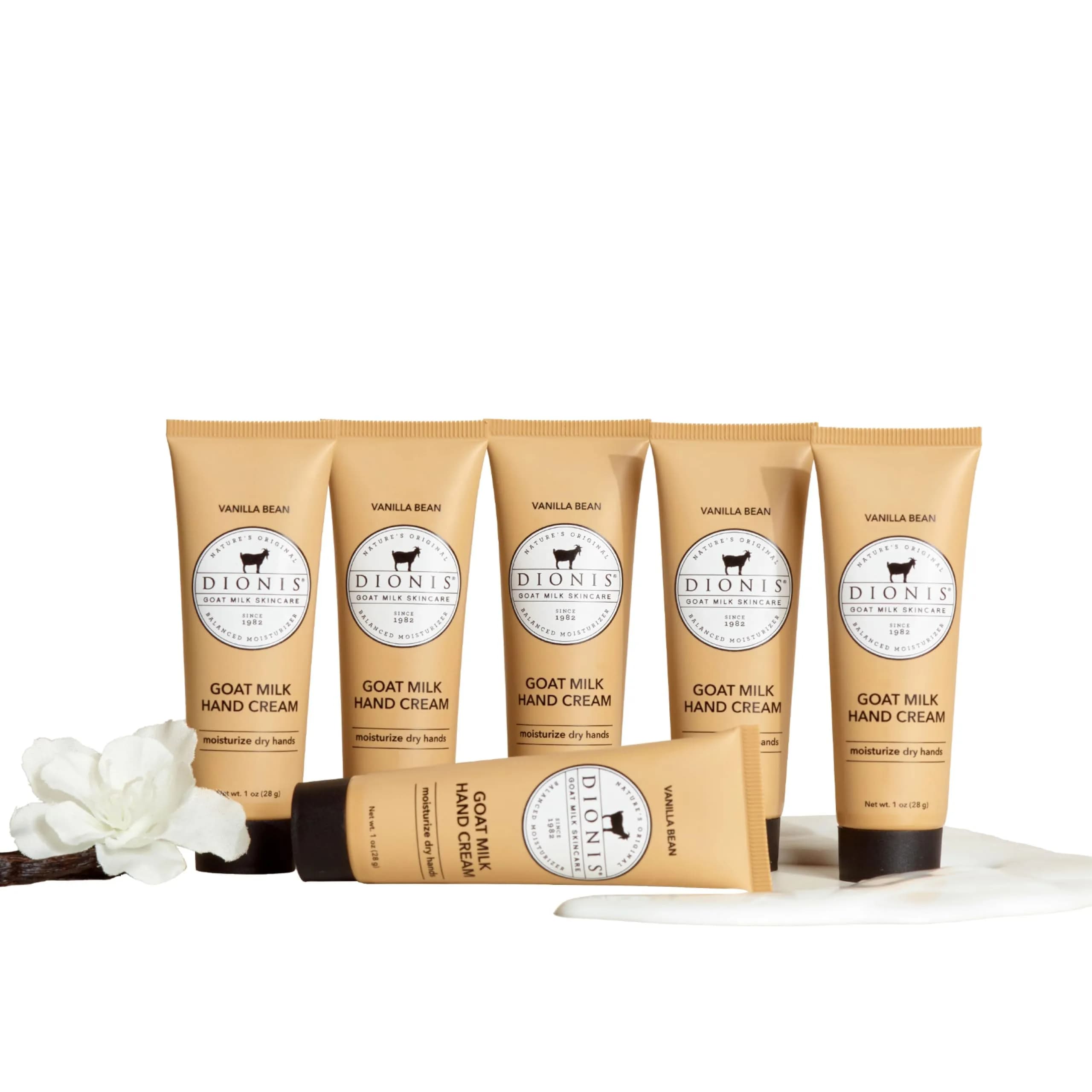 Dionis Goat Milk Hand Cream Unscented 1 oz (29.57 ml) 6-Pack | Nourishes Dry, Cracked Hands — Vanilla