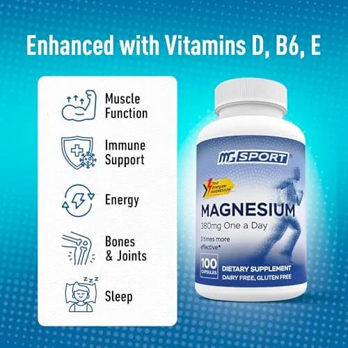 MgSport 100 Magnesium Supplement | Supports Muscles & Sleep, 100 Capsules, Unflavored thumbnail 3