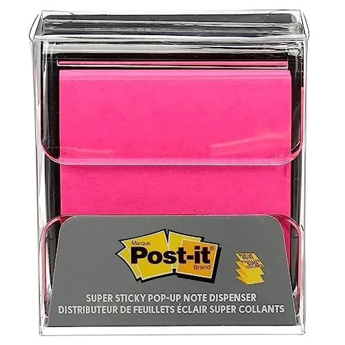 Post-it Pop-up Notes Dispenser, 3x3 in, Black Base Clear Top, Pack Includes Dispenser and 2 Pads of Pop-up Notes | Desk Organizer for Notes & Reminders thumbnail 5