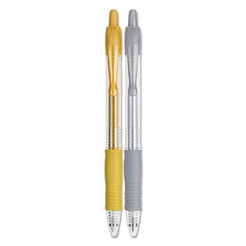 Pilot G2 Metallics Gel Roller Pens 0.7 mm | Gold & Silver Fine Point, Pack of 2 thumbnail 2