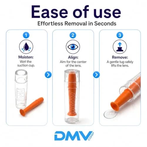 DMV Ultra Contact Lens Remover Tool Applicator Made in USA 3 Pack - Orange | Durable, Safe & Effective for Hard Lenses thumbnail 5
