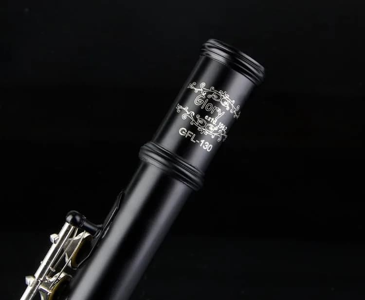 GLORY Closed Hole C Flute with Case, Tuning Rod & Gloves, Black/Silver | Brass & Woodwind Instrument thumbnail 2