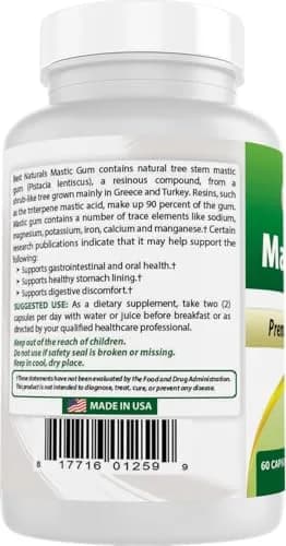 Best Naturals Mastic Gum Capsules 500 mg 60 Count | Supports Gastric Health thumbnail 8