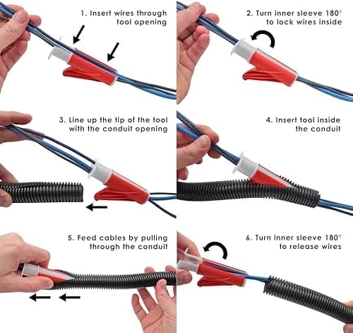 Electriduct Wire Loom Insertion Tool Set for 3/8" to 2" Conduit Sleeving | Ergonomic, Efficient, USA Import thumbnail 3