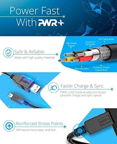 PWR+ 6.5 Ft USB-Cable for Wacom-Intuos Pro & Bamboo | 6 Ft Data & Charging Cord thumbnail 2
