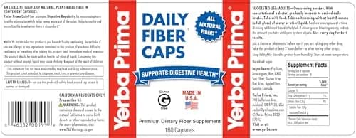 Yerba Prima Daily Fiber Formula 180 caps | Vegan, Non-GMO, Gluten-Free for Gut Health thumbnail 5