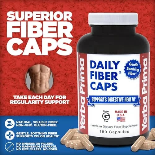 Yerba Prima Daily Fiber Formula 180 caps | Vegan, Non-GMO, Gluten-Free for Gut Health thumbnail 2