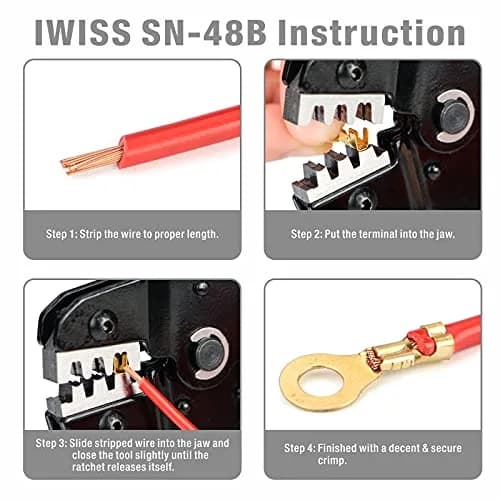 IWISS SN-48B Crimping Tool 190mm | Precise 26-16AWG Crimper for Connectors thumbnail 7