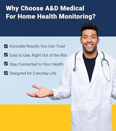 A&D Medical UA-767FAC Automatic Blood Pressure Monitor | 22-42cm Wide Cuff, 4 Users, 60 Readings, AC Adapter thumbnail 9