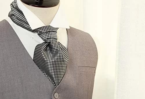 HISDERN Ascot Tie & Pocket Square Set 126cm (49.6") | Jacquard Woven Floral Paisley Polka Dot thumbnail 3