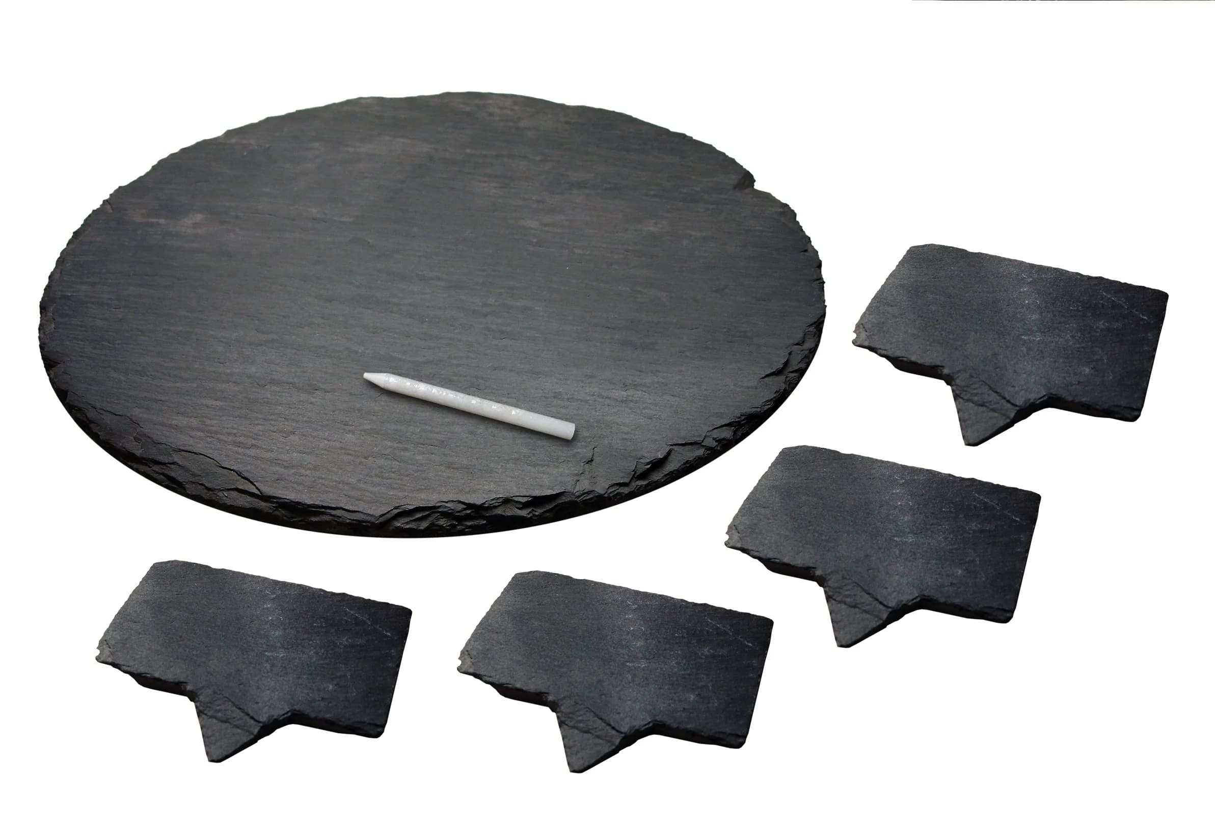 Vinotemp Slate Cheese Markers Set with Tray & Chalk | Natural Stone - main product image