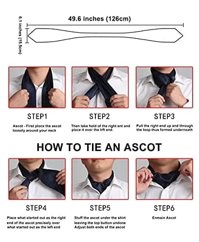 HISDERN Ascot Tie Mens Formal Cravat Ties Floral Paisley Polka Dot Jacquard Self Ascots Cravat Scarf Wedding Party | Elegant & Rich Design thumbnail 6