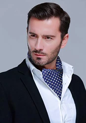 HISDERN Ascot Tie Mens Formal Cravat Ties Floral Paisley Polka Dot Jacquard Self Ascots Cravat Scarf Wedding Party | Elegant & Rich Design thumbnail 3